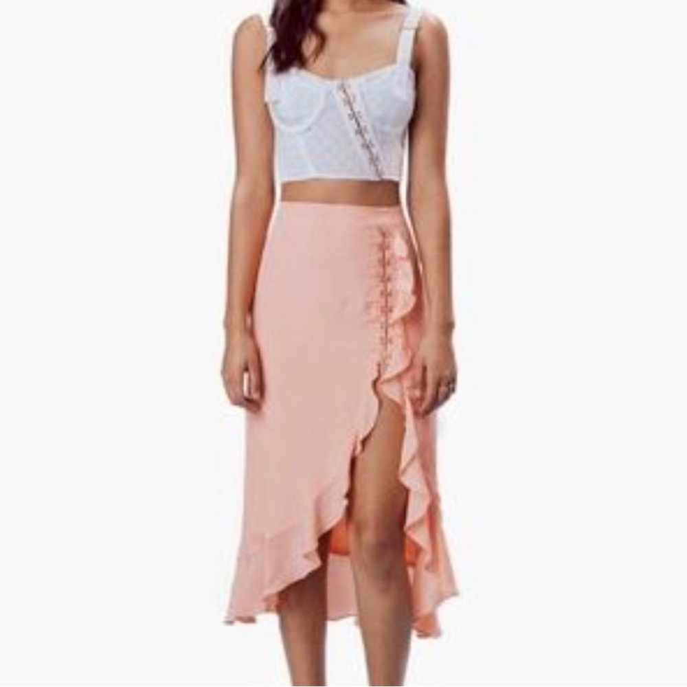 FOR LOVE & LEMONS PEACHY LOUISE MIDI SKIRT XS